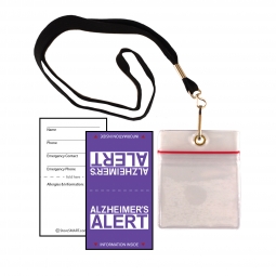 Vial Of Life - Alzheimer's Alert - Zip Top 2" x 2 3/8" Medical Info Hanging Pocket With Lanyard